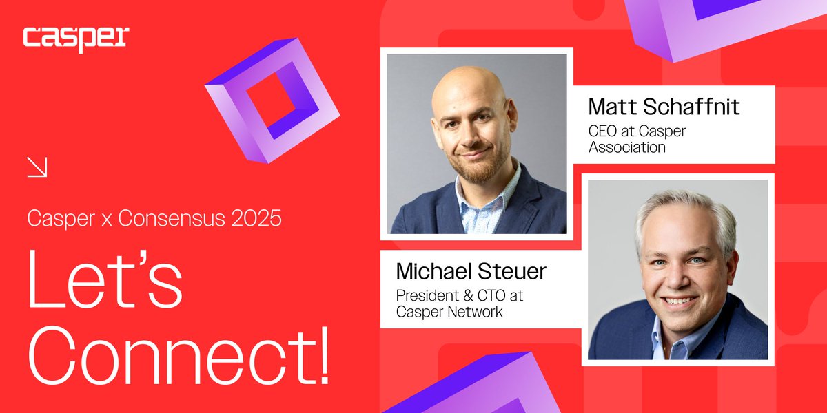 Casper_Network's tweet photo. 🚨 Are you headed to #Consensus2025 next week? So are we!

Catch our CEO @GothamSenator and CTO @mssteuer  from May 14th - 16th in Toronto as they represent Casper and connect with the brightest minds in Web3.

📍Let’s talk Casper 2.0, Real-World Assets, blockchain, innovation, and what’s next.

 $CSPR #Web3Canada
