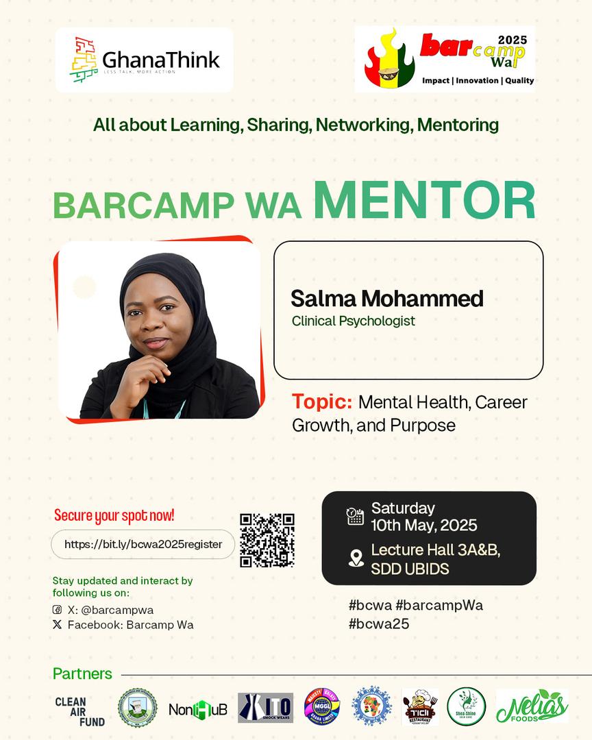 Salmasworlds's tweet photo. 🌟 Meet Salma – #BarcampWa Mentor 
Licensed clinical psychologist, educator &amp; PR Lead at @TechChefAfrica, Salma blends mental wellness, digital media &amp; purpose-driven living.
She’s big on mental resilience &amp; career clarity. Catch her speak on Sat, May 10 at SDD UBIDS!

#bcwa2 https://t.co/b9NtkAGdLF