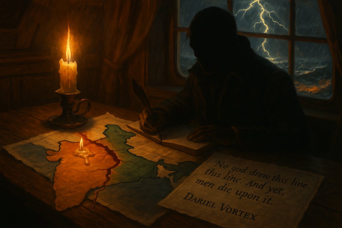 DarielVortex's tweet image. May 10th, 1805
In lands where the sun rises with gunpowder, two nations—born of the same ancestor—bleed over a line no god ever drew.
 "It is not war that consumes them... but the inheritance of a cursed map."
— Log of Dariel Vortex