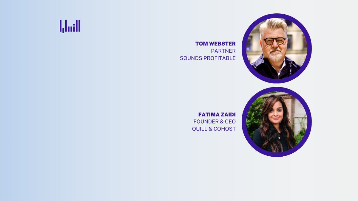 Quill Inc (@inc_quill) on Twitter photo Your CMO doesn’t care about downloads. They care about results.
Join <a href="/zaidiafatima/">Fatima Zaidi</a> + <a href="/SoundsProfNews/">Sounds Profitable</a> for our free webinar: “The Podcast Data Your CMO Cares About”
🗓️ June 3rd | 11am EST
🔗Register now: quill-podcasting.wistia.com/live/events/bs…
#podcastanalytics #brandedpodcasts #podcastwebinar Your CMO doesn’t care about downloads. They care about results.
Join <a href="/zaidiafatima/">Fatima Zaidi</a> + <a href="/SoundsProfNews/">Sounds Profitable</a> for our free webinar: “The Podcast Data Your CMO Cares About”
🗓️ June 3rd | 11am EST
🔗Register now: quill-podcasting.wistia.com/live/events/bs…
#podcastanalytics #brandedpodcasts #podcastwebinar