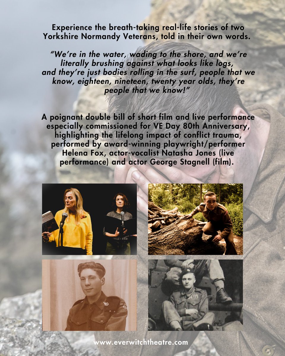 Everwitch Theatre (@everwitchtc) on Twitter photo "Powerful & unmissable" "Poignant & powerful performances", "Heartbreaking" "Well worth seeing if you can" Thank you audience members for joining us last night <a href="/YorkArmyMuseum/">York Army Museum</a> to hear stories of <a href="/YorkWW2DDayVets/">YorkWW2DDayVeterans</a> for VE Day.
Tonight <a href="/PockArtsCentre/">Pocklington Arts Centre</a>
Next Thursday <a href="/GaltresCentre/">Galtres Centre</a> "Powerful & unmissable" "Poignant & powerful performances", "Heartbreaking" "Well worth seeing if you can" Thank you audience members for joining us last night <a href="/YorkArmyMuseum/">York Army Museum</a> to hear stories of <a href="/YorkWW2DDayVets/">YorkWW2DDayVeterans</a> for VE Day.
Tonight <a href="/PockArtsCentre/">Pocklington Arts Centre</a>
Next Thursday <a href="/GaltresCentre/">Galtres Centre</a>