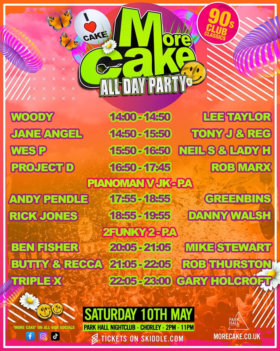 Set times for tomorrow. We're on in the clubbb from 9.05pm 🥳💥