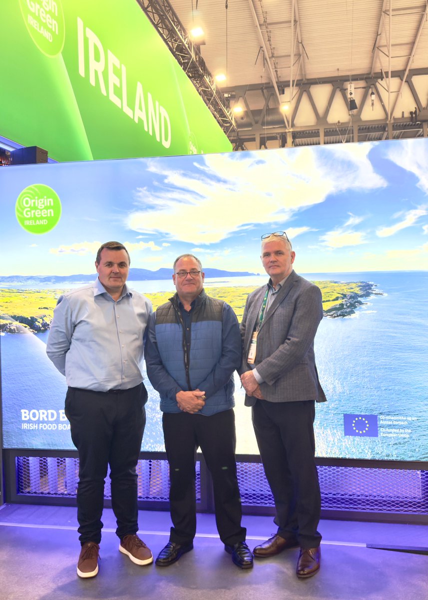 IFPOIreland's tweet photo. Our Chief Executive Aodh O'Donnell pictured with Brendan Byrne (IFPEA) and Patrick Murphy (IS&amp;WFPO) at the Global Seafood Expo in Barcelona this week.

#GlobalSeafoodExpo #SeafoodIndustry #IrishFishing #SustainableFisheries #IFPEA #ISWFPO #Barcelona2025 #SeafoodExpoGlobal https://t.co/ZpjdS8vKoW