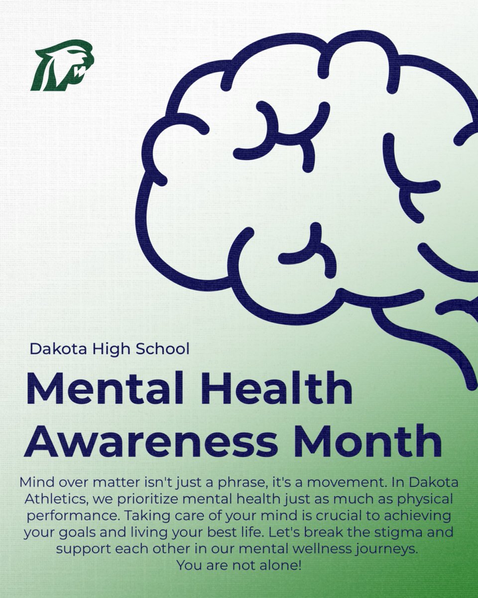 Mental health is just as important as physical strength. At Dakota, we support the well-being of every athlete and student — in the game and in life! #CougarPride #MentalHealthMatters