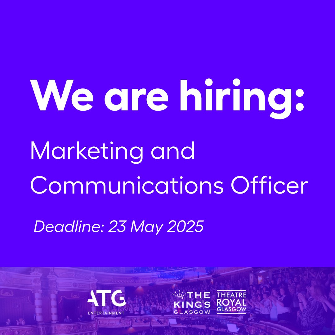 Enthusiasm, organisation, creativity and data - these are some of our favourite things! If they're yours too, then why not apply for the Marketing and Communications Officer role at The King's and Theatre Royal?

Apply via our website: atgtix.co/3ZcdI7g

Deadline: 23 May