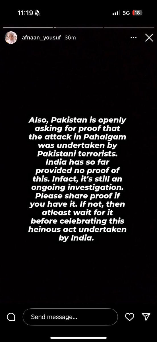 Treeni (@thetreeni) on Twitter photo Hello <a href="/VictoriasSecret/">Victoria's Secret</a>, your employee Afnaan Yousuf, Senior Product Manager in Bangalore, India, is posting anti-India content while supporting Pakistan.
She earns a salary in India while advocating for Pakistan. Terminate her immediately. Hello <a href="/VictoriasSecret/">Victoria's Secret</a>, your employee Afnaan Yousuf, Senior Product Manager in Bangalore, India, is posting anti-India content while supporting Pakistan.
She earns a salary in India while advocating for Pakistan. Terminate her immediately.