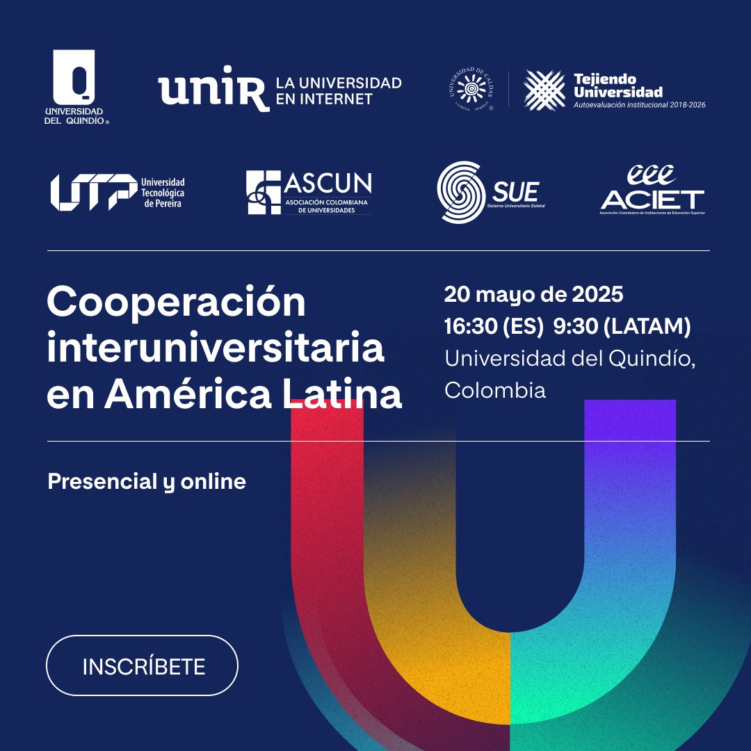 🌎🌟 UNIR junto a <a href="/Uniquindio/">Uniquindío</a>, <a href="/UTPereira/">UTP</a>, <a href="/udecaldas/">Universidad Caldas</a>, <a href="/ascunoficial/">ASCUN</a>, <a href="/SUECol_oficial/">@SueColombiaoficial</a> y <a href="/AcietOficial/">ACIET</a>, organizan el 20 de mayo este Seminario internacional en formato híbrido. 

📣 ¡Inscríbete y participa!
👉 ow.ly/GR5r50VN92s

📜 ¡Se entregará diploma de asistencia! ✅

💡