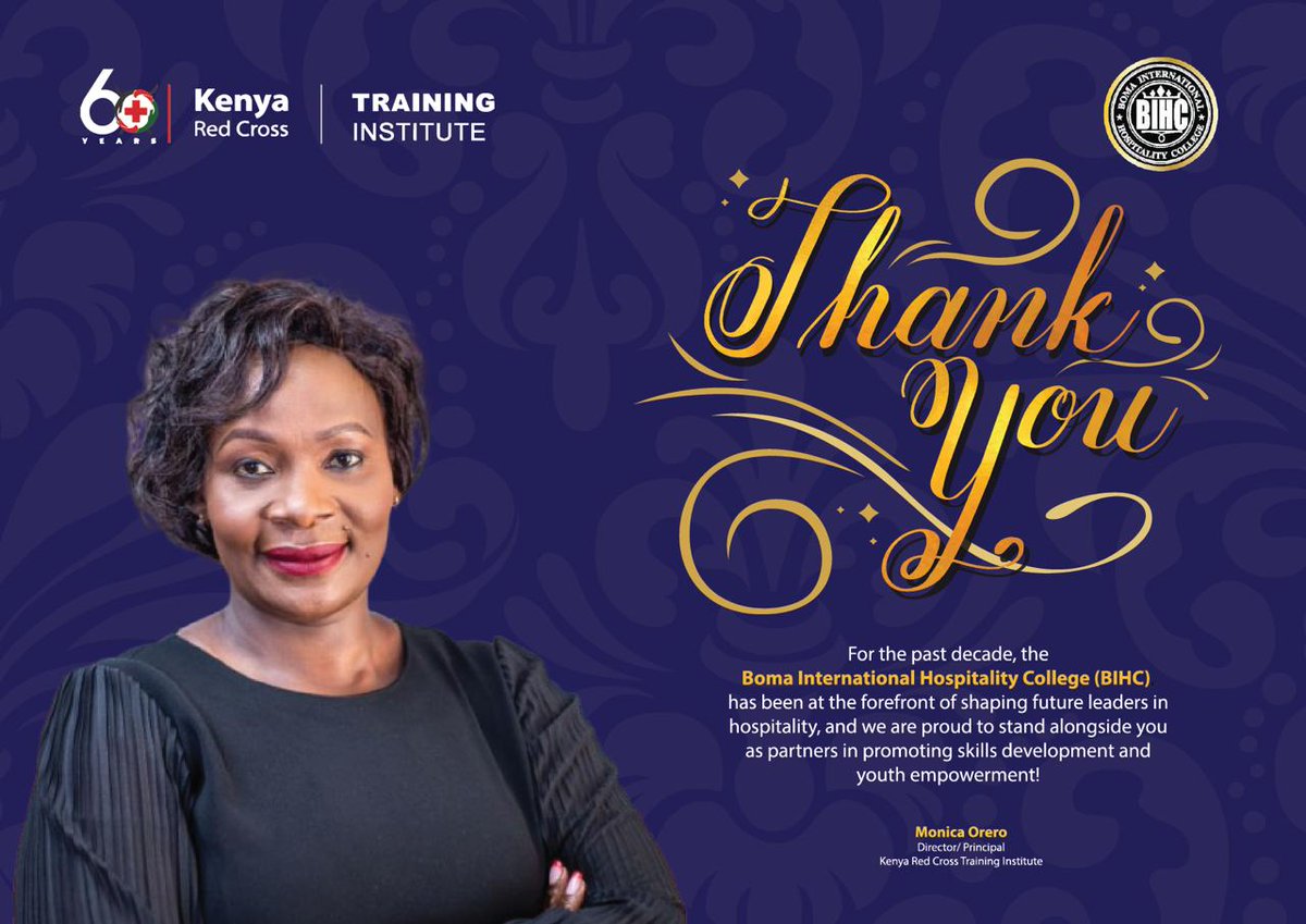 Kenya Red Cross Training Institute (@krcti_kenya) on Twitter photo We congratulate Boma International Hospitality College for 10 years of shaping hospitality and culinary education. Here's to continued growth, impact, and collaboration in the years ahead!
Congratulations <a href="/bomacollege/">Boma Int'l Hospitality College</a> We congratulate Boma International Hospitality College for 10 years of shaping hospitality and culinary education. Here's to continued growth, impact, and collaboration in the years ahead!
Congratulations <a href="/bomacollege/">Boma Int'l Hospitality College</a>
