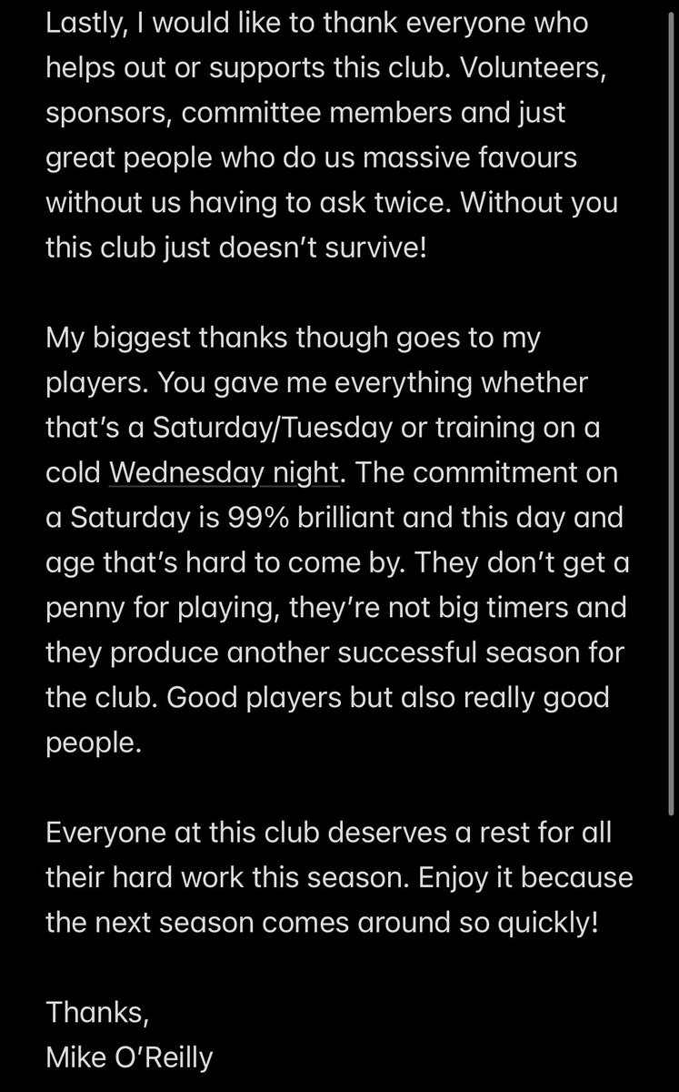 With the season finishing last Saturday, we’ve asked manager <a href="/mikeyjoreilly/">Mike O'Reilly</a> for a few words on the 24/25 season…

🟡🔵