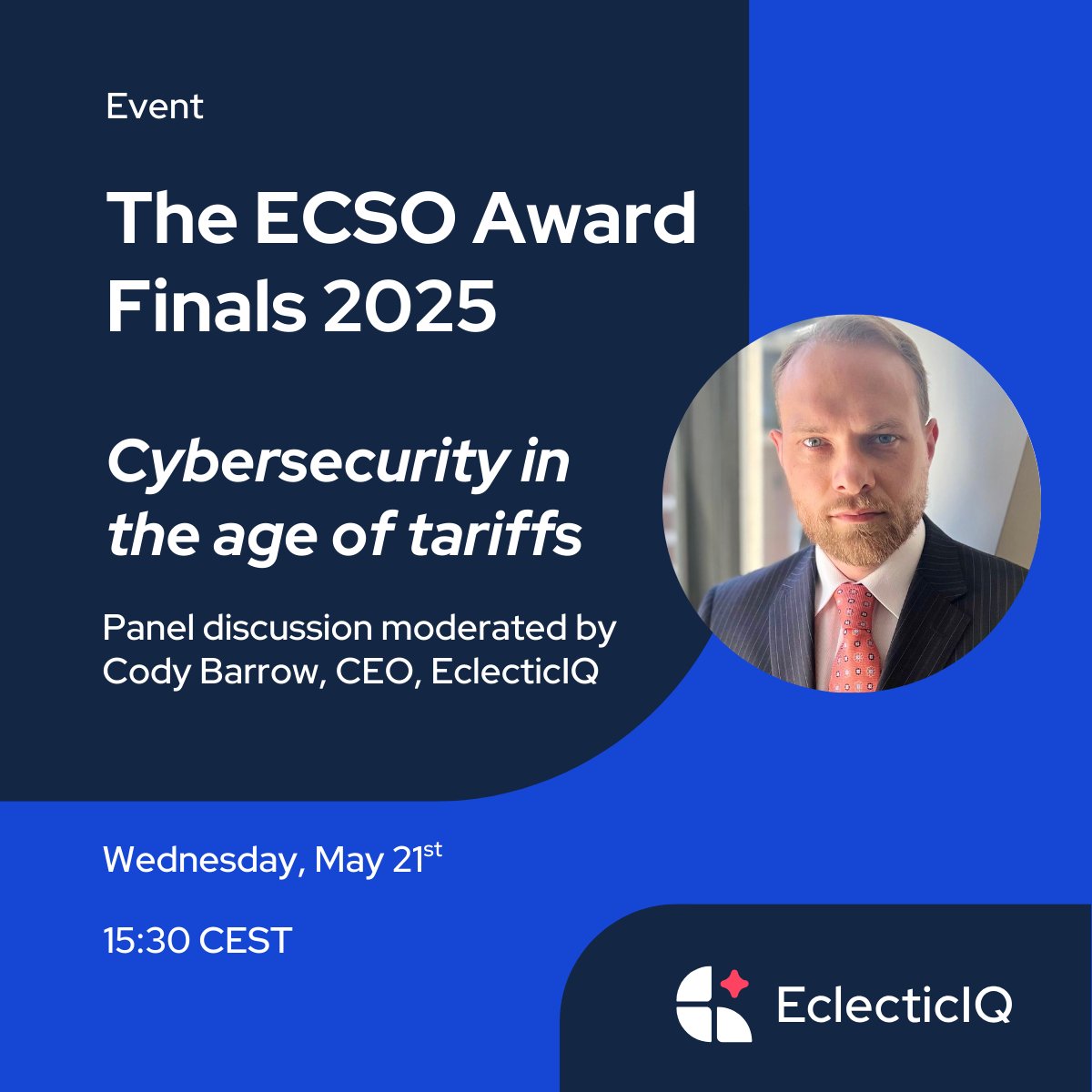 Register now for the European Cybersecurity Organisation (ECSO) Award Finals 2025, where you can join our CEO, Cody Barrow, for a panel discussion on “Cybersecurity in the age of tariffs” on 21 May at 15:30. Let's celebrate European cyber excellence!
hubs.ly/Q03lNq6t0