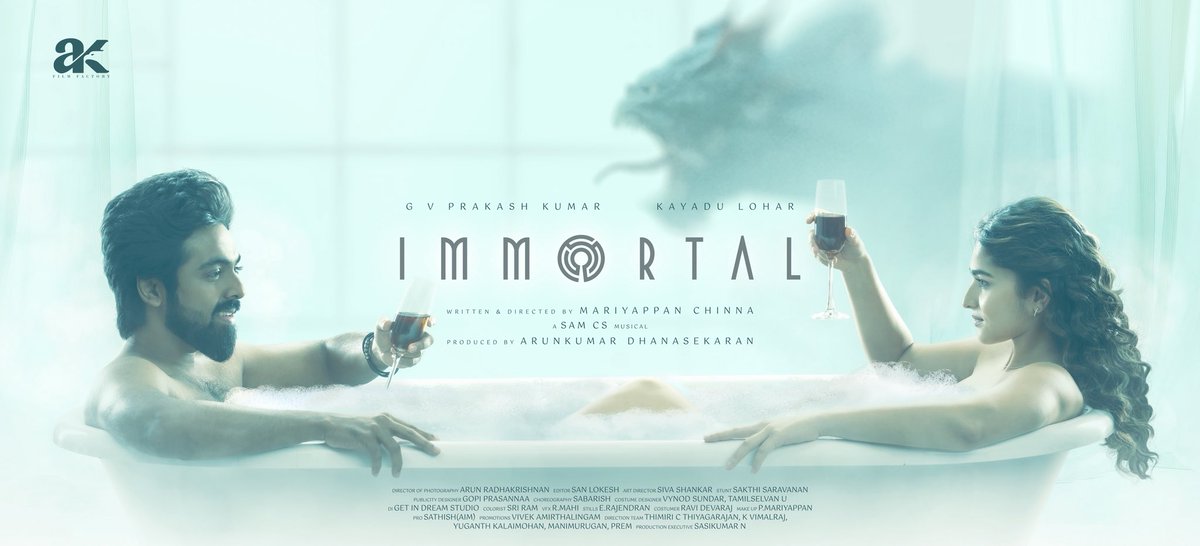 venkat prabhu (@vp_offl) on Twitter photo A title that says it all.
<a href="/AKfilmfactory/">Arun Kumar</a> Production No. 2 is titled as #Immortal 🛡️🔥♾️
Starring : <a href="/gvprakash/">G.V.Prakash Kumar</a> & <a href="/11Lohar/">Kayadu Lohar</a>
Produced by : <a href="/arun_kumaroffl/">Arunkumar</a>
Directed by : <a href="/DirMari_Chinna/">Mariyappan Chinna</a>
<a href="/SamCSmusic/">𝐒𝐀𝐌 𝐂 𝐒</a> <a href="/Sanlokesh/">Sanlokesh Editor</a> <a href="/gopiprasannaa/">Gopi Prasannaa</a> <a href="/Arunkrishna_21/">Arun Radhakrishnan</a> <a href="/stuntsaravanan/">R Sakthi saravanan</a> <a href="/adithya_kathir/">Adithyakathir</a> A title that says it all.
<a href="/AKfilmfactory/">Arun Kumar</a> Production No. 2 is titled as #Immortal 🛡️🔥♾️
Starring : <a href="/gvprakash/">G.V.Prakash Kumar</a> & <a href="/11Lohar/">Kayadu Lohar</a>
Produced by : <a href="/arun_kumaroffl/">Arunkumar</a>
Directed by : <a href="/DirMari_Chinna/">Mariyappan Chinna</a>
<a href="/SamCSmusic/">𝐒𝐀𝐌 𝐂 𝐒</a> <a href="/Sanlokesh/">Sanlokesh Editor</a> <a href="/gopiprasannaa/">Gopi Prasannaa</a> <a href="/Arunkrishna_21/">Arun Radhakrishnan</a> <a href="/stuntsaravanan/">R Sakthi saravanan</a> <a href="/adithya_kathir/">Adithyakathir</a>