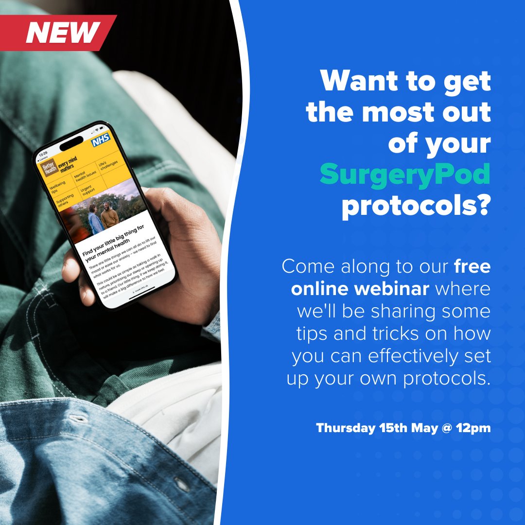 Join us for our specialised #webinar on Thursday 15th May at 12pm where we will walk you through best practices of how you can build your own #protocols. We'll cover everything from creating your own QR codes, to adding correct clinical codes.

🔗: ow.ly/VFzx50VPUVw
