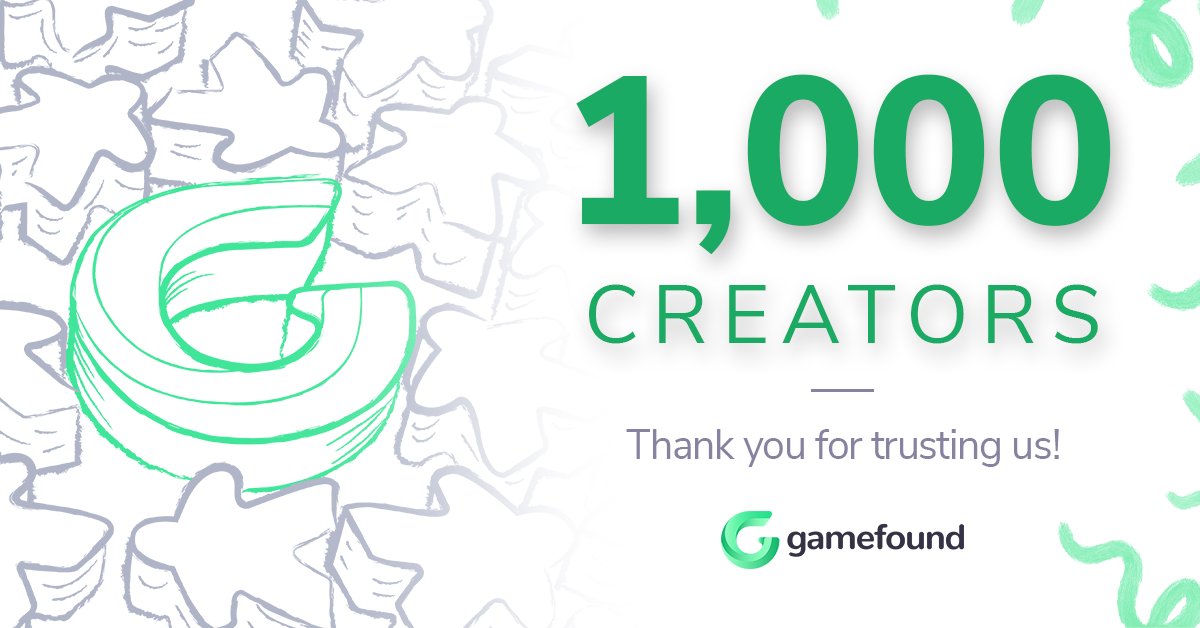 We’ve just crossed 1000 creators on Gamefound!

That’s 1000 amazing teams who made their projects shine – through crowdfunding or pledge management.
We're beyond grateful to be part of your journeys. Let’s keep building awesome things together – here’s to the next thousand! 🥂