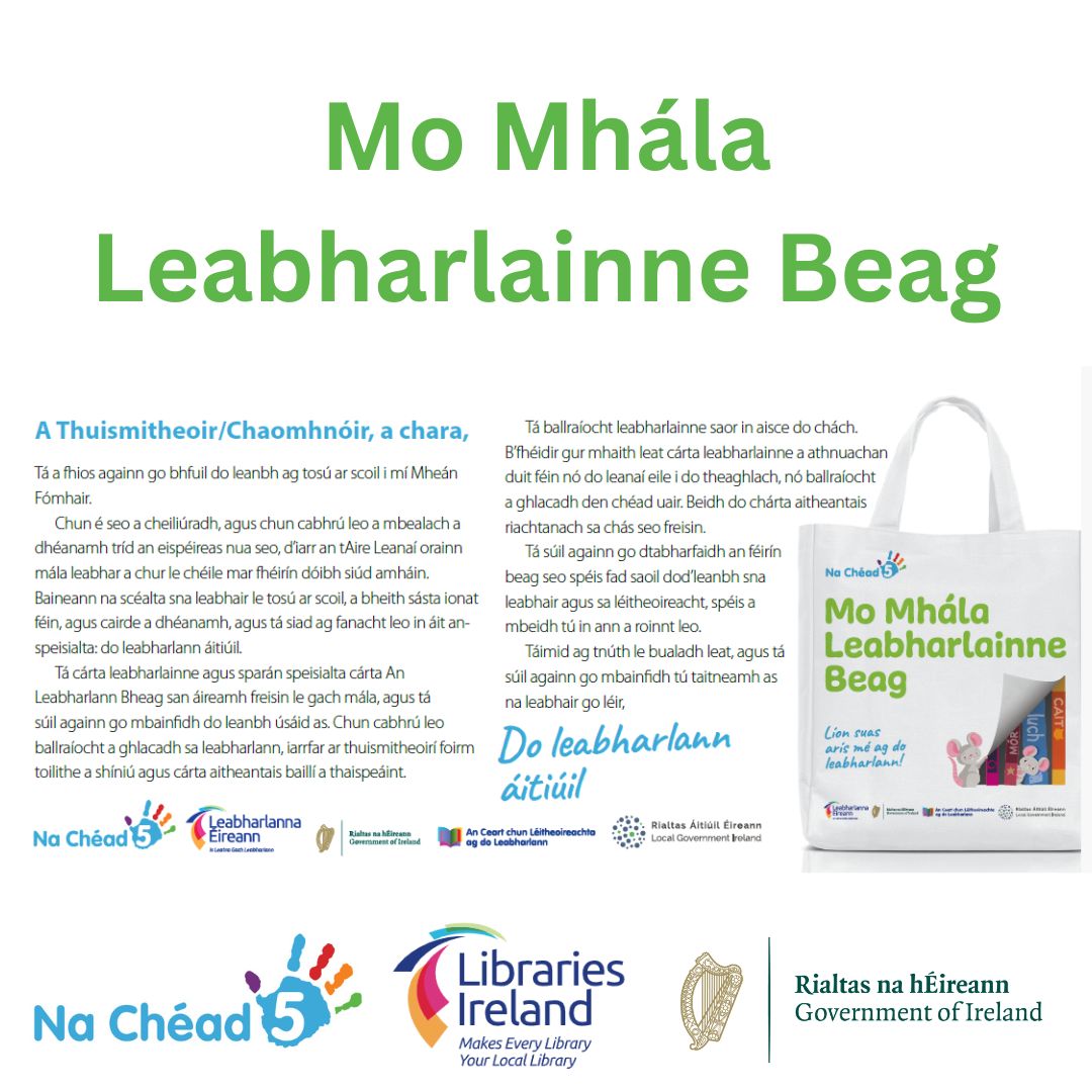 First 5 Ireland (@first5_ireland) on Twitter photo An bhfuil do leanbh ag aistriĂș Ăłn rĂ©amhscoil go dtĂ an bhunscoil? NĂĄ dĂ©anaigĂ dearmad MĂĄla Leabhar Mo Leabharlainne Bige a phiocadh suas Ăł do leabharlann ĂĄitiĂșil inniu! đđ
<a href="/LibrariesIre/">Libraries Ireland</a>
#first5 #nachead5 #mylittlelibrarybag
#librariesireland
#cĂ©admĂlefĂĄilte An bhfuil do leanbh ag aistriĂș Ăłn rĂ©amhscoil go dtĂ an bhunscoil? NĂĄ dĂ©anaigĂ dearmad MĂĄla Leabhar Mo Leabharlainne Bige a phiocadh suas Ăł do leabharlann ĂĄitiĂșil inniu! đđ
<a href="/LibrariesIre/">Libraries Ireland</a>
#first5 #nachead5 #mylittlelibrarybag
#librariesireland
#cĂ©admĂlefĂĄilte