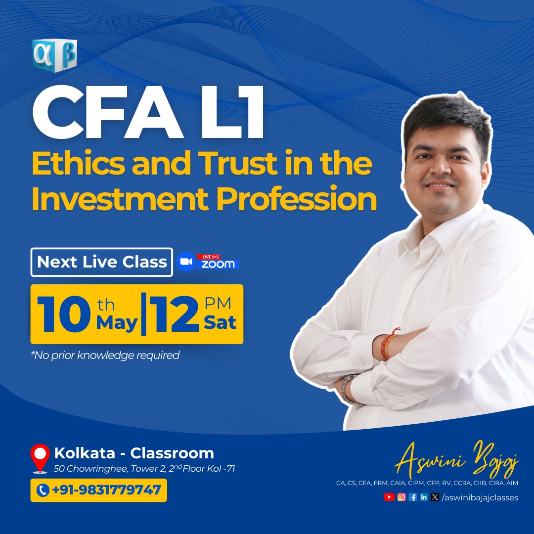 ABClasses_'s tweet image. 2/2

DM to register at +91-9831779747

#CFA #CFALevel1 #FinanceClass #EthicsInFinance #AswiniBajajClasses #InvestmentProfession #LiveClass #ZoomSession #MentorForLife #InvestInYourself