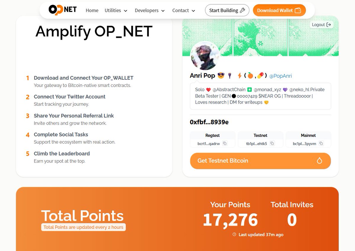 <a href="/opnetbtc/">OP_NET</a> update ✨

Claim Seeker role now: bit.ly/4kg2Nlo

Interact with OP_NET:

🔹Motoswap  - motoswap.org
🔹Motochef - farm.motoswap.org

Make content on OP_NET and earn points daily 🍊💊
opnet.org/points

$MOTO #opnet 
x.com/PopAnri/status…