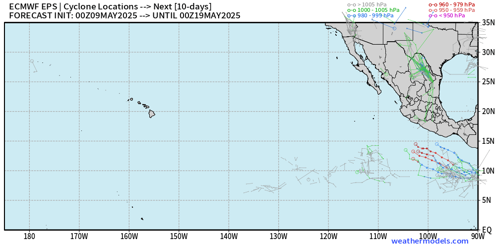 Not surprisingly, GFS has dropped its long range fantasy Caribbean storm. It seems likely that any development in the next couple weeks will be on the East Pacific side of Central America. Pretty typical for this time of year.