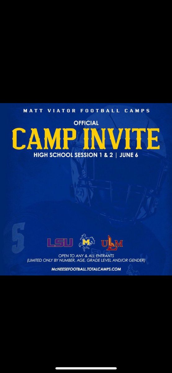 Thank you <a href="/mgoode20/">Mac Goode</a> for the camp invite cant wait to come out and compete