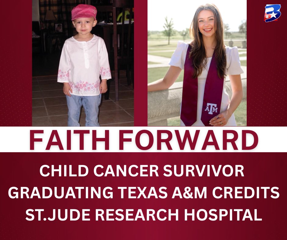 🎓💖 Riley received her diploma last night from Texas A&amp;M University. She says it wouldn’t have been possible without her faith in God, her family and the folks at Saint Jude Children’s Research Hospital.

(1/2)