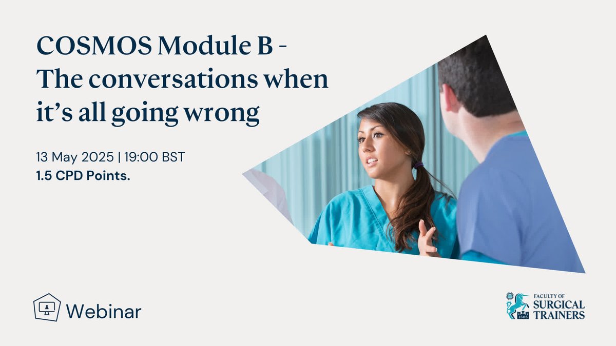 This webinar is a condensed episode from RCSEd's COSMOS (Consultant Skills that Matter for Surgeons) programme. Attendees will learn how to improve their communication skills with patients after adverse events and complications.

Register here: bit.ly/42DuSwZ