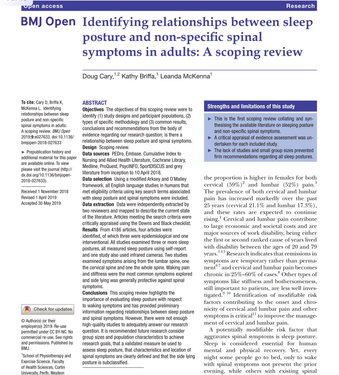 Identifying relationships between sleep posture and non-specific spinal symptoms in adults: A scoping review

pmc.ncbi.nlm.nih.gov/articles/PMC66….