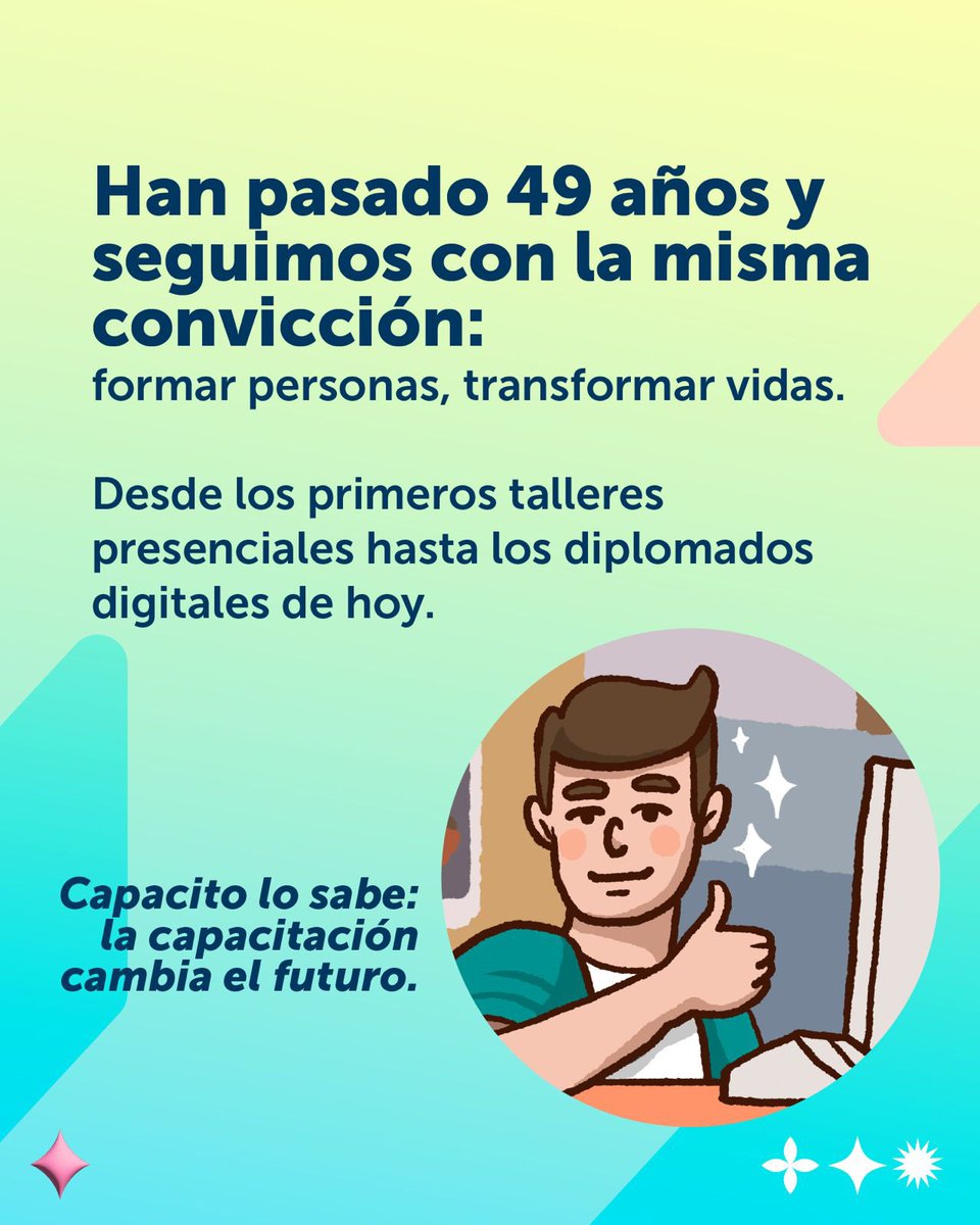 “Han pasado 49 años…” 🎂
Y Capacito lo ha visto todo: pizarras, talleres, oficinas, ferias, cursos, computadoras que hacían ruido al encender… 💻📼

Hoy celebramos casi medio siglo cambiando vidas.
Desde 1976, Sence ha estado presente donde más se necesita. 💪🏻💪🏻🇨🇱🇨🇱