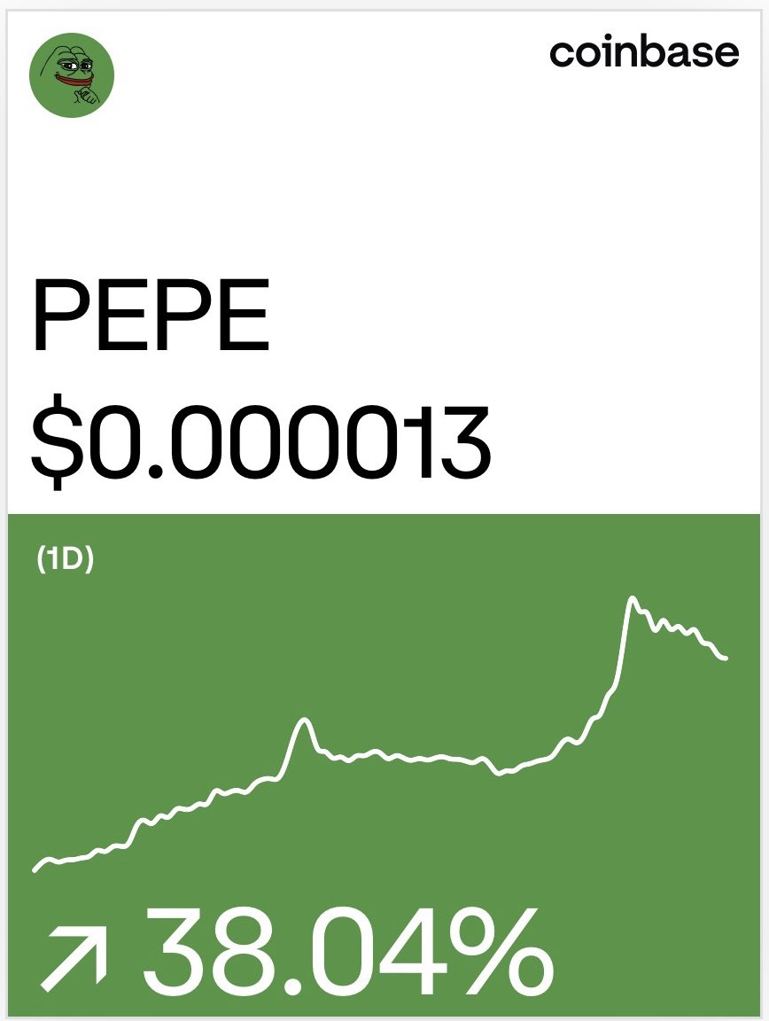 🔴 لايزال الأخضر #PEPE يتصدر الجميع بأرتفاع 38% الان ⬆️