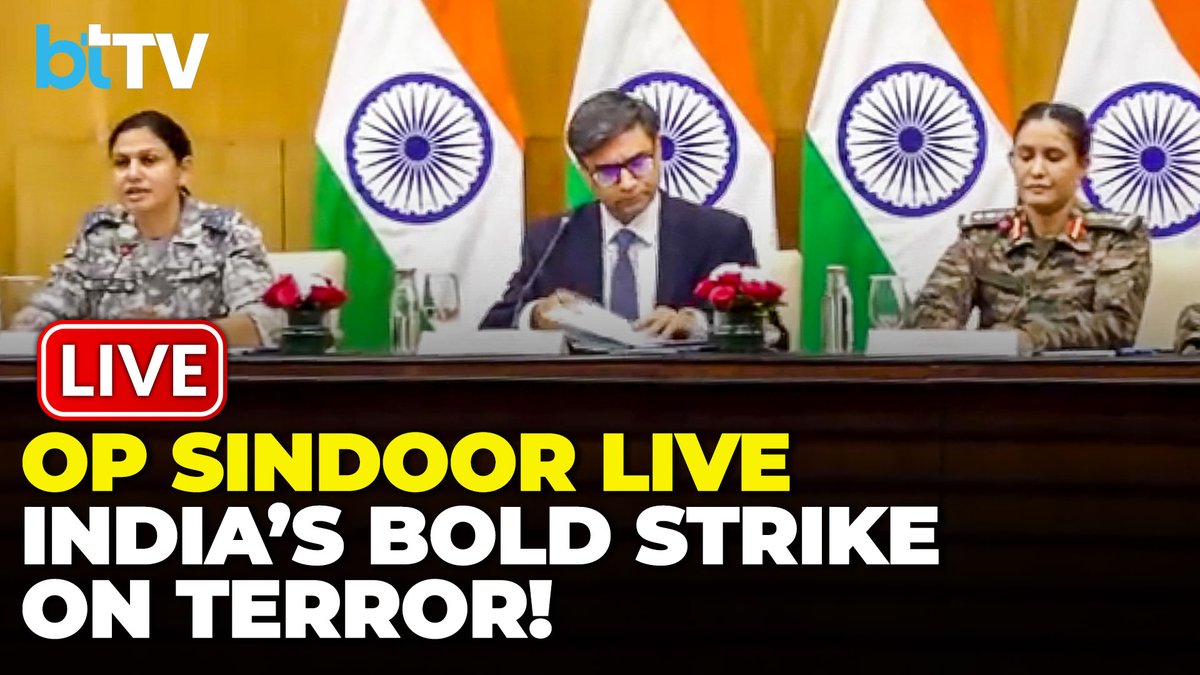business_today's tweet photo. Operation Sindoor Details: MEA's LIVE Briefing On India's Anti-Terror Strike!
Watch LIVE: https://t.co/4fgV1XrRSC | #OperationSindoor #MEABriefing #IndiaFightsTerror #MEALive #AntiTerrorStrike https://t.co/BJHWcEL1UH