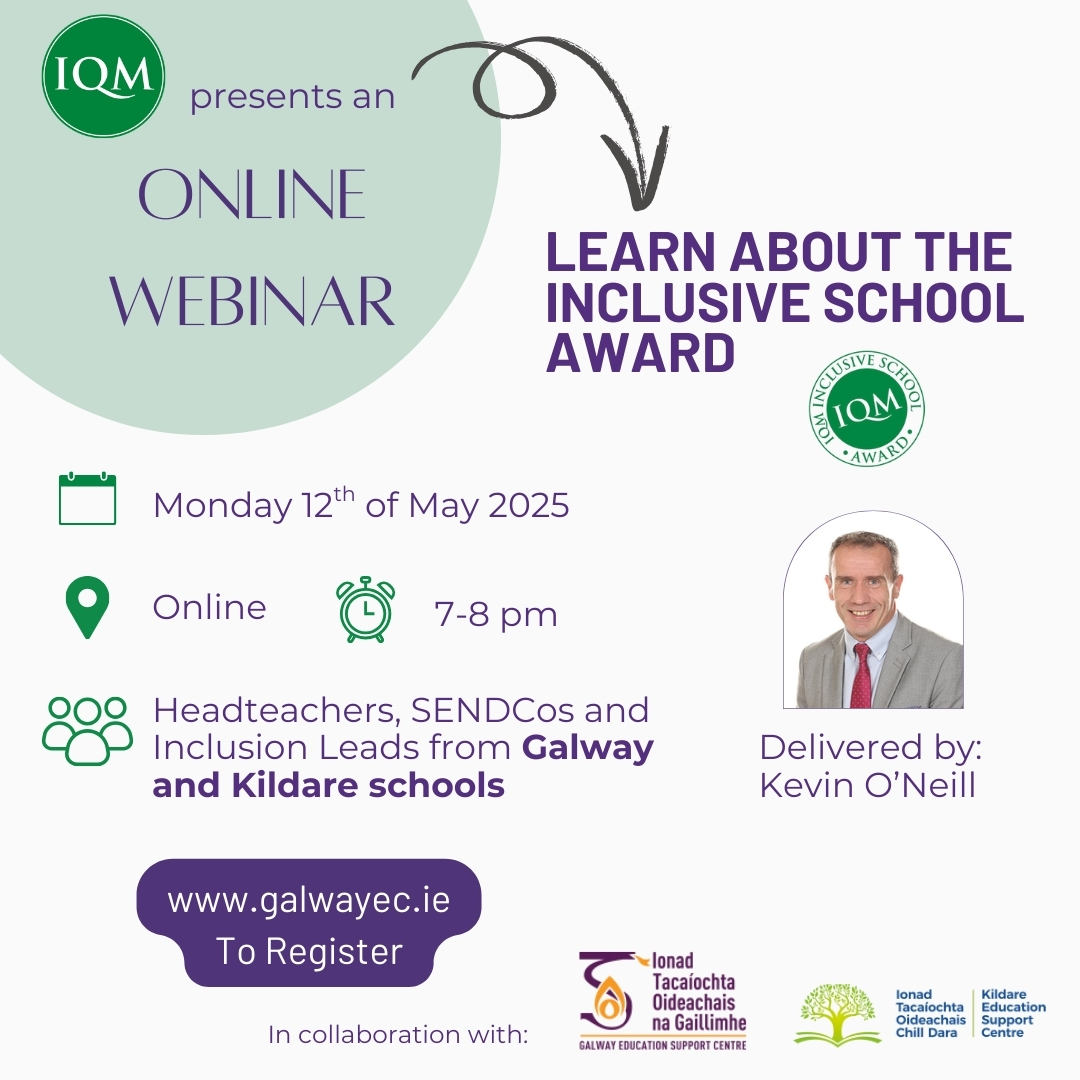 IQM (@iqmaward) on Twitter photo 🟢 Calling all Headteachers, SENDCos, and Inclusion Leads in IRISH SCHOOLS 🟢
Come along to this fantastic webinar with <a href="/Kevin_Inclusion/">Executive Lead for School Improvemt @iqmaward</a>, one of IQM's Executive Leads for School Improvement, where you can learn about the Inclusive School Award⭐
🗓️Mon 12 May @ 7pm🗓️ 🟢 Calling all Headteachers, SENDCos, and Inclusion Leads in IRISH SCHOOLS 🟢
Come along to this fantastic webinar with <a href="/Kevin_Inclusion/">Executive Lead for School Improvemt @iqmaward</a>, one of IQM's Executive Leads for School Improvement, where you can learn about the Inclusive School Award⭐
🗓️Mon 12 May @ 7pm🗓️