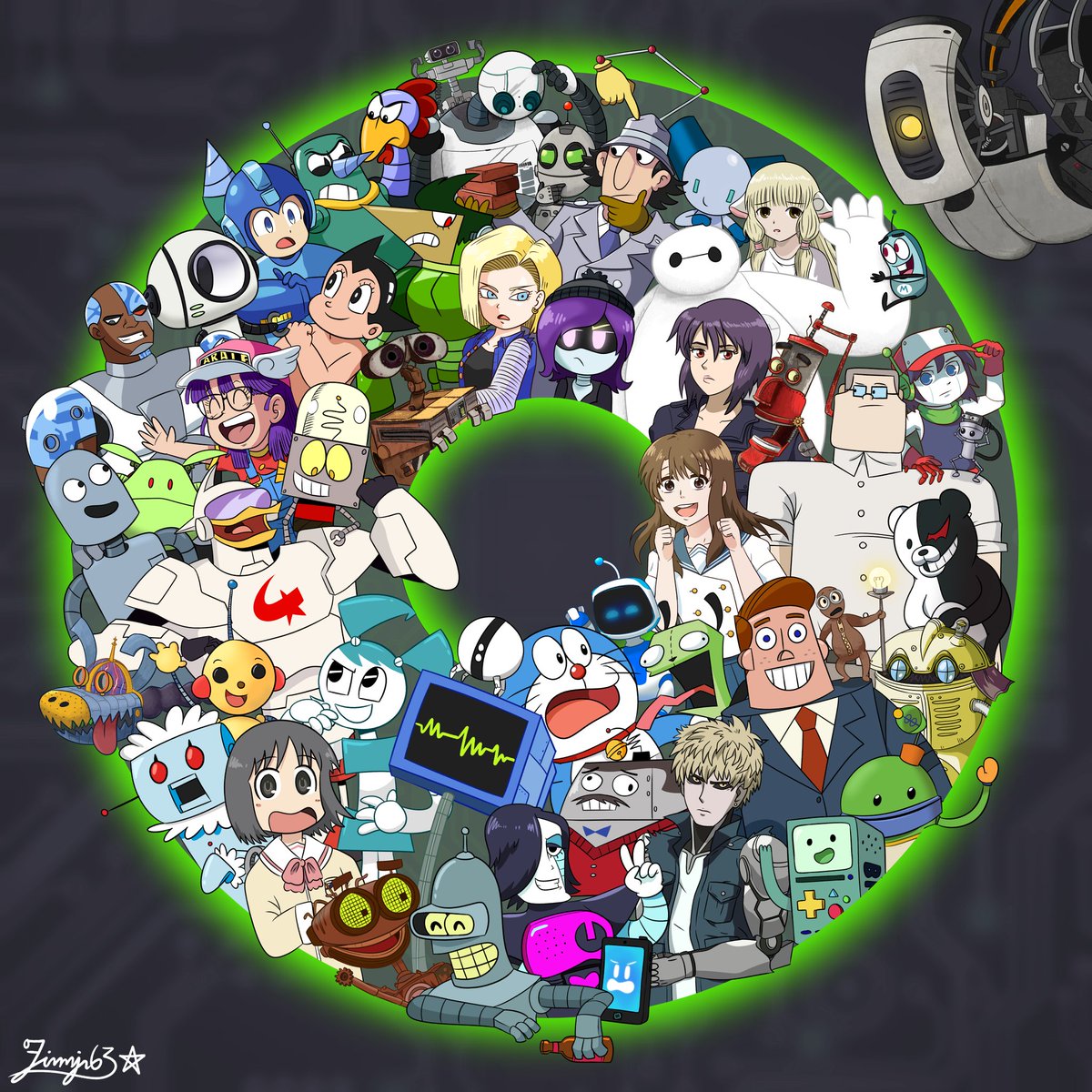 A large group of robots assemble.