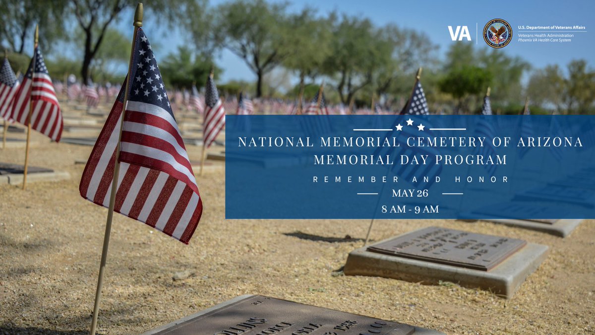 The National Memorial Cemetery of Arizona will host a Memorial Day ceremony on Monday, May 26, 2025, at 8:00 AM. This event will honor and remember the men and women who have served our country. The ceremony will be held at the cemetery, 23029 N. Cave Creek Road, Phoenix, AZ.