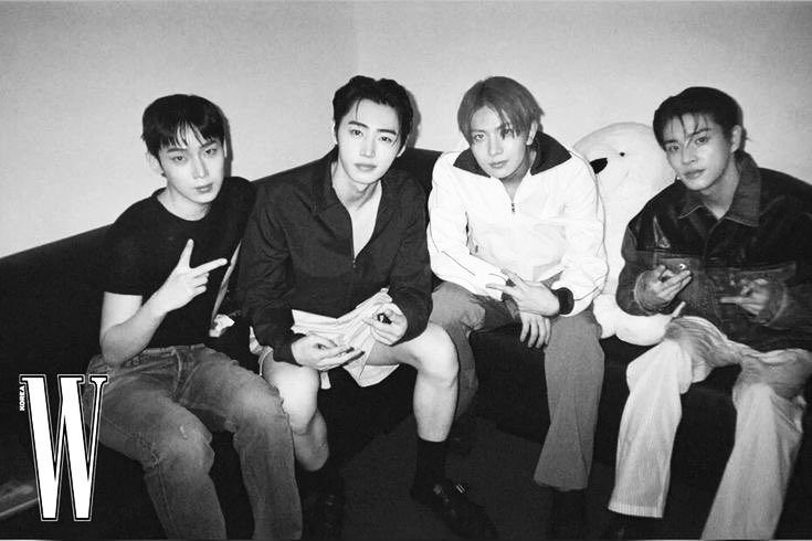 Four frames of presence, captured in timeless monochrome.