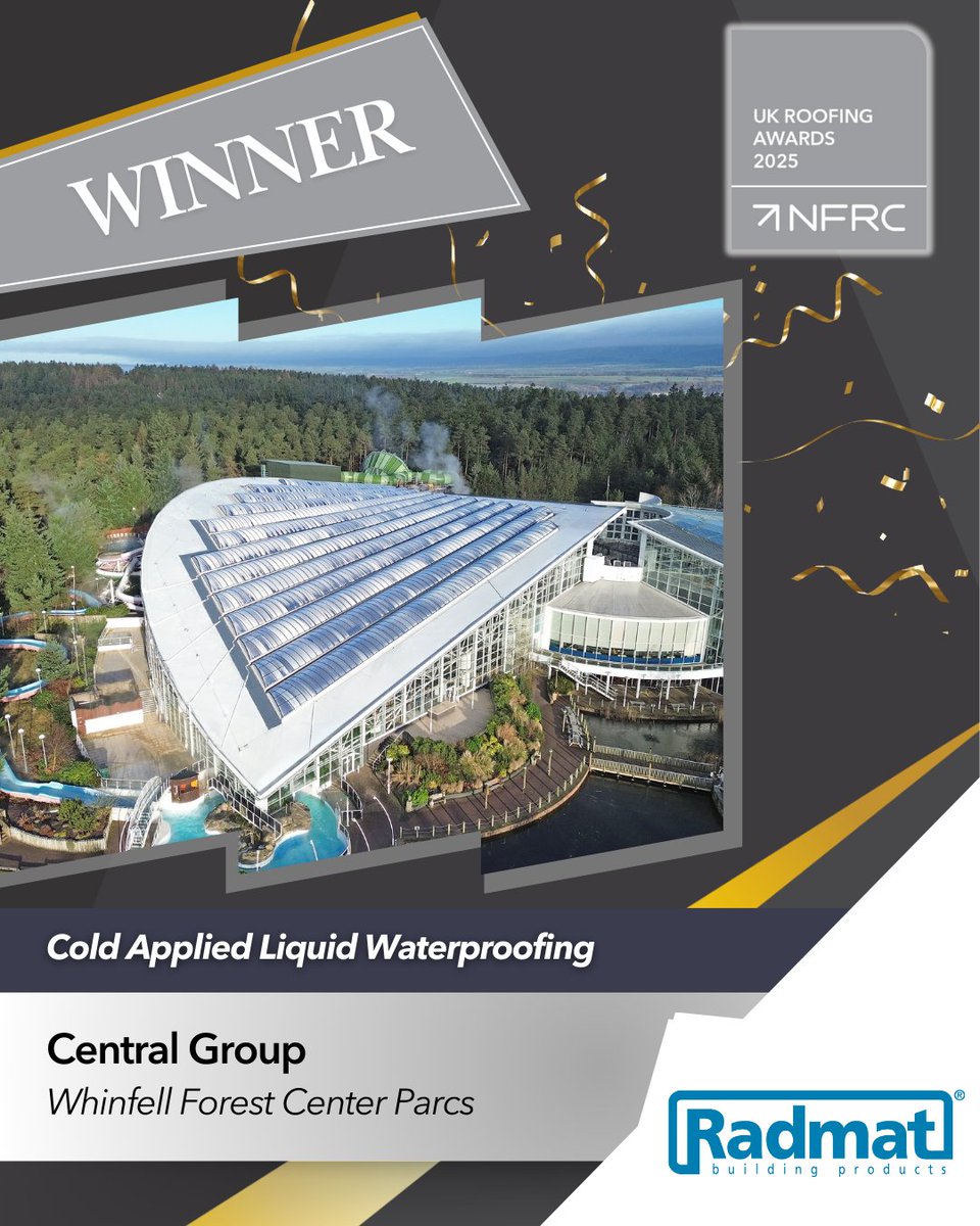 UK Roofing Awards (@ukroofingawards) on Twitter photo ๐ Congratulations to Central Group with their project Whinfell Forest Center Parcsโ๐ช๐๐ก๐ก๐๐ฅ๐ฆ of the Cold Applied Liquid Waterproofing category, sponsored by <a href="/RadmatOfficial/">Radmat Official</a>
#RA2025 ๐ Congratulations to Central Group with their project Whinfell Forest Center Parcsโ๐ช๐๐ก๐ก๐๐ฅ๐ฆ of the Cold Applied Liquid Waterproofing category, sponsored by <a href="/RadmatOfficial/">Radmat Official</a>
#RA2025