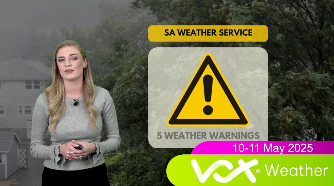 10-11 May 2025| Vox Weather Forecast

🌬️ A strong cold front brings COLD, WET &amp; WINDY weather to the Cape this weekend

⚠️MULTIPLE DAMAGING WINDS &amp; WAVES WARNINGS issued by SA Weather Service this weekend!

Forecast:youtu.be/5oRaXzZkQHM

#voxweather