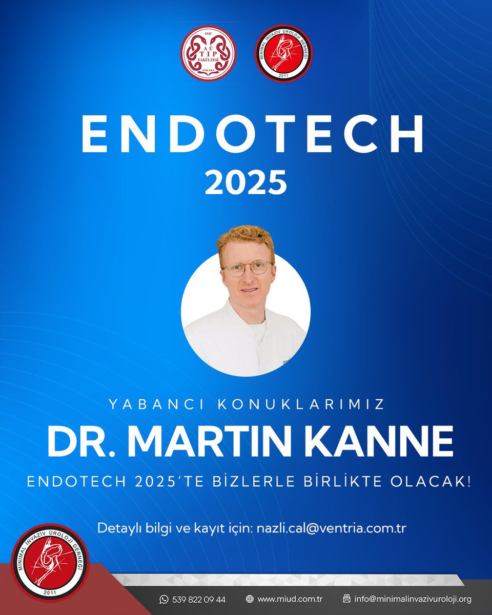 📣 ENDOTECH 2025’e geri sayım başladı!

Endoüroloji alanında uluslararası deneyime sahip, saygın isimlerden biri olan Martin Kanne, bu yılki organizasyonumuzda konuşmacı ve canlı cerrahi uygulayıcısı olarak bizlerle birlikte olacak.

🔍 Bilimsel bilgi birikimi, cerrahi