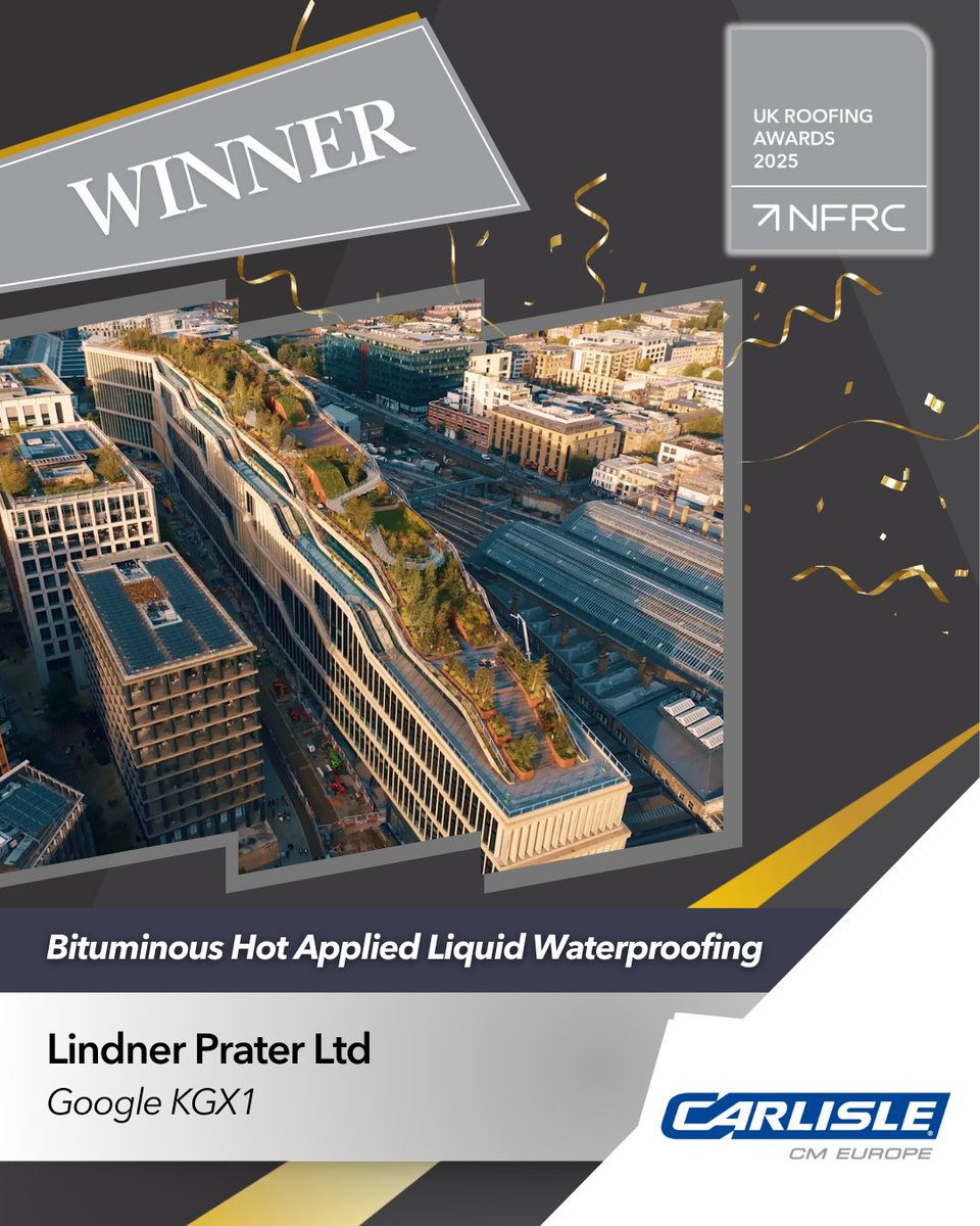 UK Roofing Awards (@ukroofingawards) on Twitter photo ๐ Congratulations to <a href="/Lindner_Prater/">Lindner Prater Ltd</a> with their project Google KGX1โ๐ช๐๐ก๐ก๐๐ฅ๐ฆ of the Bituminous Hot Applied Liquid Waterproofing category, sponsored by <a href="/CARLISLE_CM_UK/">CARLISLE_CM UK</a>
#RA2025 ๐ Congratulations to <a href="/Lindner_Prater/">Lindner Prater Ltd</a> with their project Google KGX1โ๐ช๐๐ก๐ก๐๐ฅ๐ฆ of the Bituminous Hot Applied Liquid Waterproofing category, sponsored by <a href="/CARLISLE_CM_UK/">CARLISLE_CM UK</a>
#RA2025