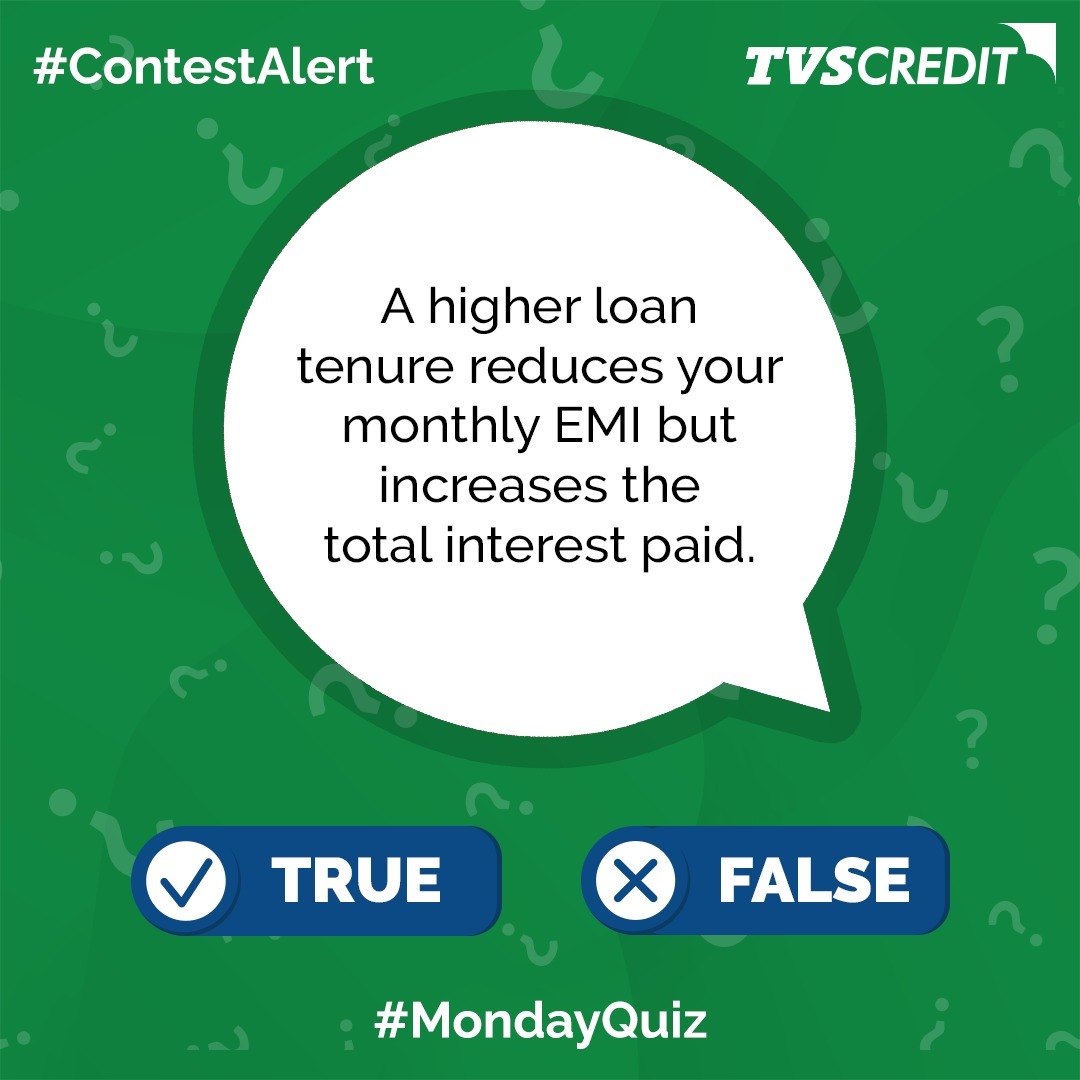 A higher loan tenure reduces your monthly EMI, but does it increase the total interest paid?
 
Think you know the answer?

Drop your answer in the comments below and stand a chance to win exciting vouchers.

Don’t forget to tag your friends and challenge them too.

#ContestAlert