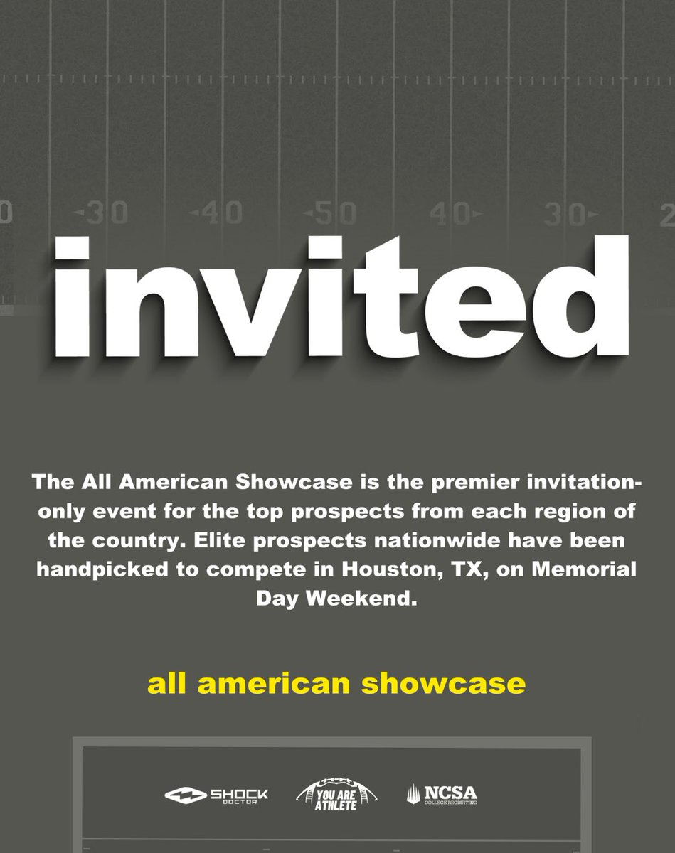Thank you for the all American showcase invite!!! <a href="/youareathlete/">You Are Athlete</a> <a href="/ShockDoctor/">Shock Doctor</a>