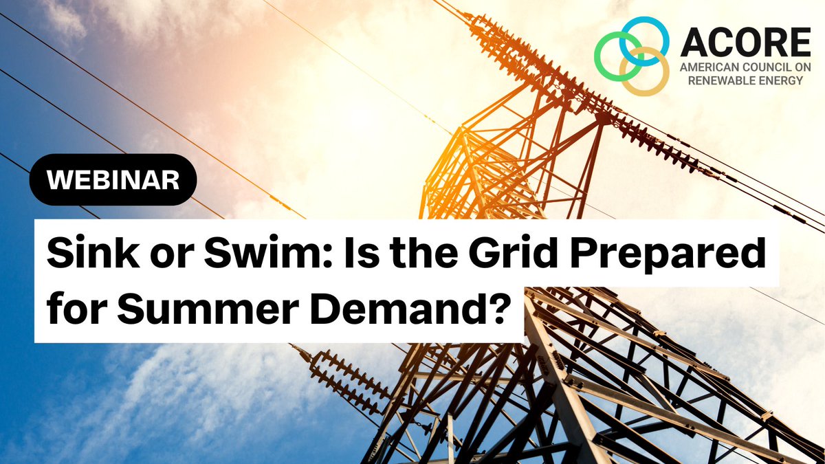 Macro Grid Initiative (@themacrogrid) on Twitter photo ☀️ Can the U.S. power grid take the heat? ☀️
Join <a href="/ACORE/">American Council on Renewable Energy</a> May 15 from 2-3 ET for a webinar ft. <a href="/KarenOnaran/">Karen Onaran</a>, <a href="/FERChatterjee/">Neil Chatterjee</a>, Stephen Coterillo & Elise Caplan as they explore key takeaways from <a href="/NERC_Official/">NERC</a>'s Summer Reliability Assessment.
Register: acore.swoogo.com/SinkorSwim ☀️ Can the U.S. power grid take the heat? ☀️
Join <a href="/ACORE/">American Council on Renewable Energy</a> May 15 from 2-3 ET for a webinar ft. <a href="/KarenOnaran/">Karen Onaran</a>, <a href="/FERChatterjee/">Neil Chatterjee</a>, Stephen Coterillo & Elise Caplan as they explore key takeaways from <a href="/NERC_Official/">NERC</a>'s Summer Reliability Assessment.
Register: acore.swoogo.com/SinkorSwim