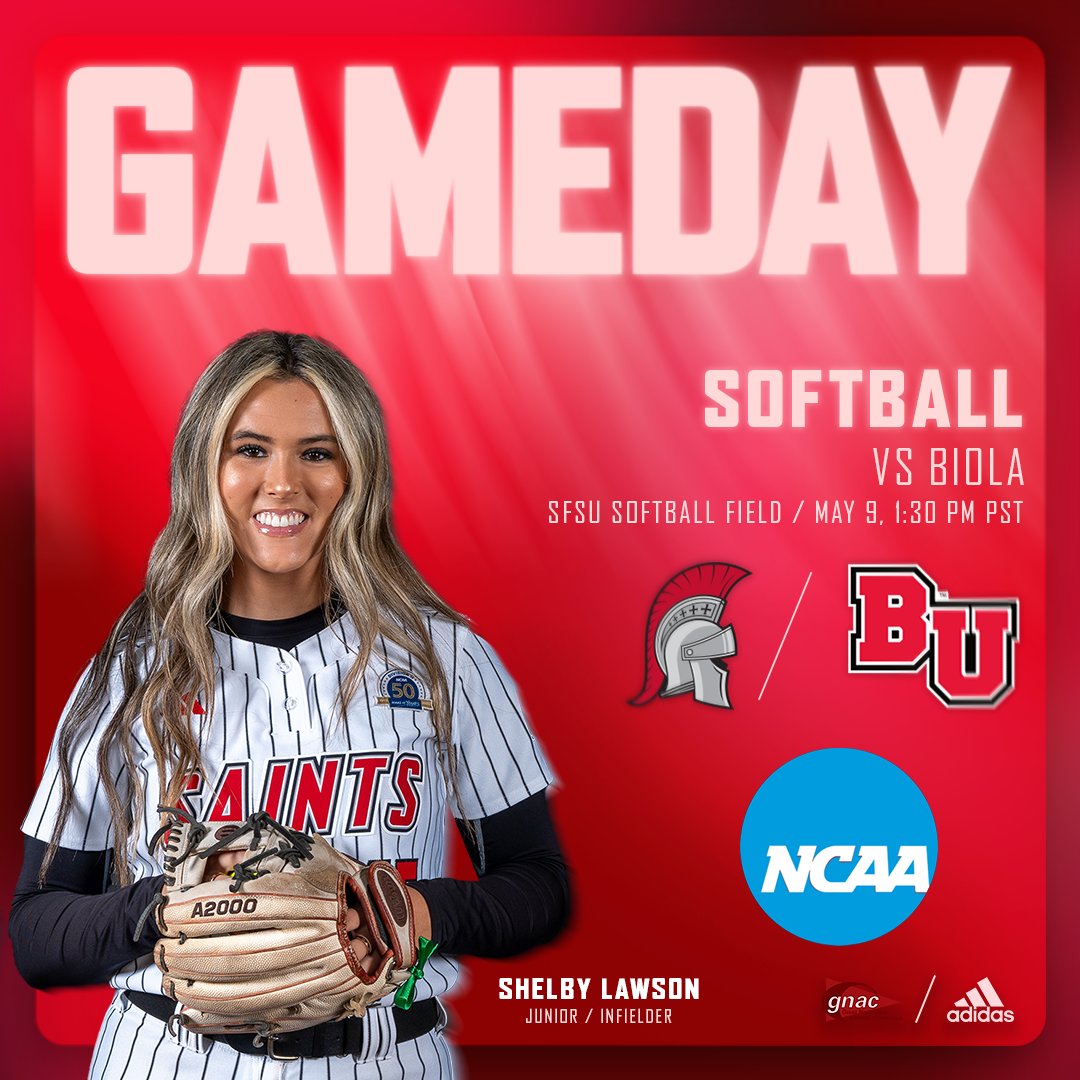 Saint Martin's Saints (@smusaints) on Twitter photo IT'S GAMEDAY ‼️
<a href="/SMUSaints_SB/">Saint Martin's Softball</a> faces the sixth-seeded Biola Eagles to stay alive in the West Regional!
📺($) flosports.link/3GEHgnE
📊 sfstategators.com/livestats_sb
🎟️ sfstategators.com/tickets
#SaintsStrong 🗡️ / 🥎 IT'S GAMEDAY ‼️
<a href="/SMUSaints_SB/">Saint Martin's Softball</a> faces the sixth-seeded Biola Eagles to stay alive in the West Regional!
📺($) flosports.link/3GEHgnE
📊 sfstategators.com/livestats_sb
🎟️ sfstategators.com/tickets
#SaintsStrong 🗡️ / 🥎
