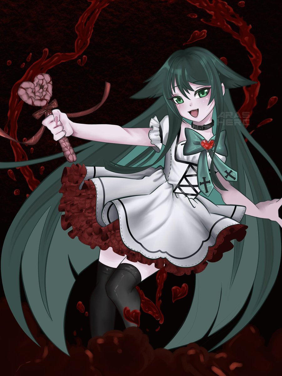 I’ve been wanting to draw <a href="/4MOEBA__/">♱ mi</a> ‘s design for the magical girl version of Saya for so long. And I finally did it.🖤🖤🔪🩷