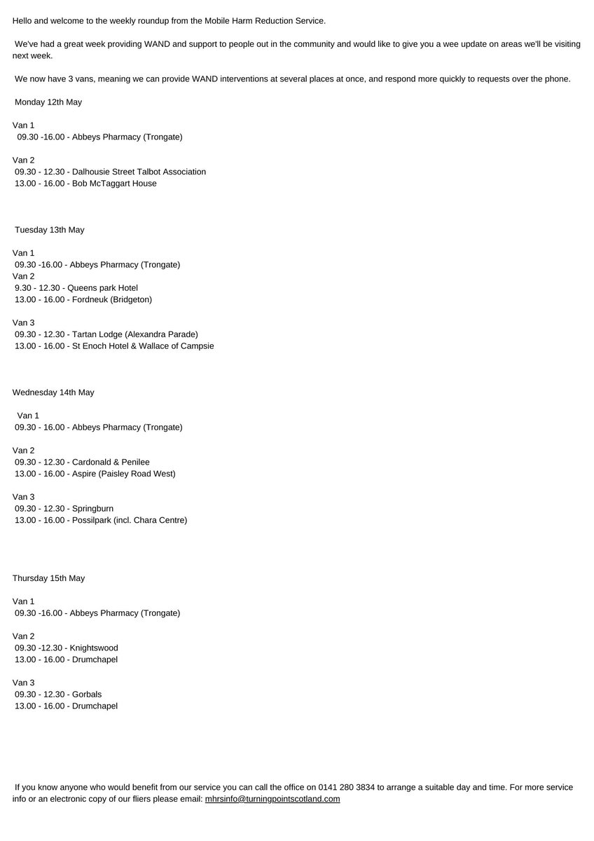 Next week's van locations <a href="/turningpointsco/">Turning Point Scotland</a>