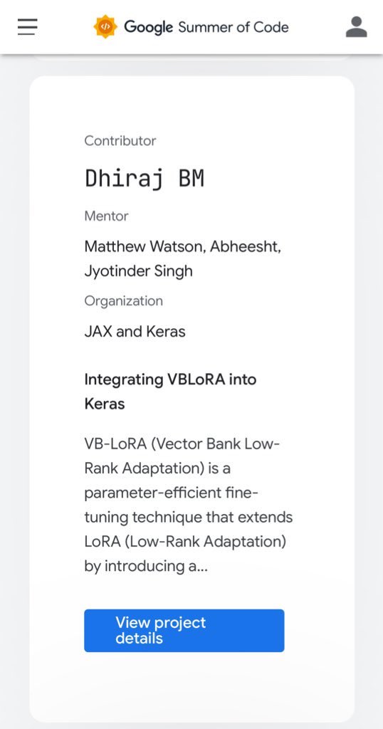 Dhiraj_BM's tweet image. 🎉Thrilled to be selected for GSoC 2025 with JAX &amp;amp; Keras!
I’ll be integrating a PEFT method into Keras this summer—can’t wait to work with mentors @mattdangerw, @penstrokes75 &amp;amp; @Jyotinder_Singh.
Happy Open-Sourcing!
#GSoC2025 #OpenSource #AI