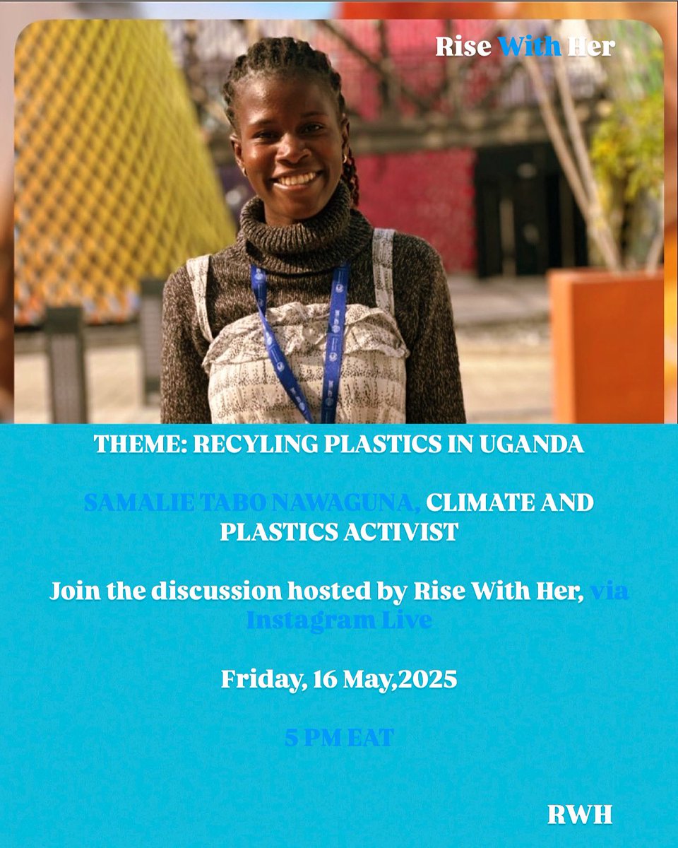 Rise With Her (@with_her52778) on Twitter photo Samalie Nawaguna Tabo will be leading the @rise_with_her_discussion on the recycling of plastics in the communities of Uganda.
<a href="/NawagunaS/">Nawaguna Tabo Samalie 🇺🇬</a> <a href="/PureEarthUg1/">Pure Earth Organisation</a>
You are all invited.
Find the link🔗 in our bio
#recycle♻️ #reuseplastics Samalie Nawaguna Tabo will be leading the @rise_with_her_discussion on the recycling of plastics in the communities of Uganda.
<a href="/NawagunaS/">Nawaguna Tabo Samalie 🇺🇬</a> <a href="/PureEarthUg1/">Pure Earth Organisation</a>
You are all invited.
Find the link🔗 in our bio
#recycle♻️ #reuseplastics