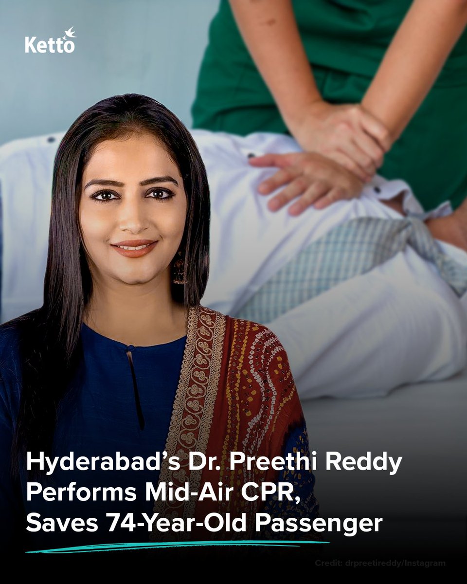 A 74-year-old man collapsed in mid-air flight with a weak pulse and low blood pressure. Dr. Preethi Reddy quickly performed CPR, and within minutes, he regained consciousness. Kudos to her!

#actofkindness #doctor #IndiaNews #goodnews