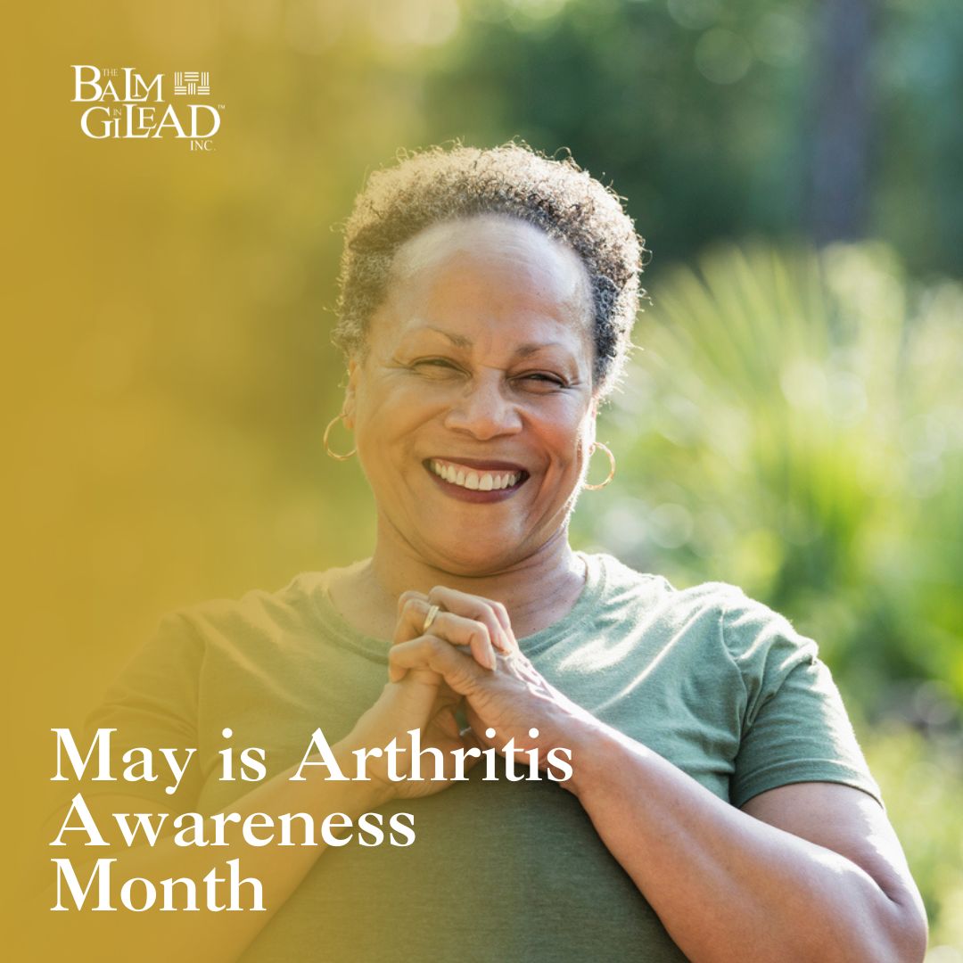 May is #ArthritisAwarenessMonth 

1 in 4 adults in the U.S. live with arthritis. Let’s raise awareness, promote care, and move toward healing.

#TheBalmInGilead  #ChronicPainSupport