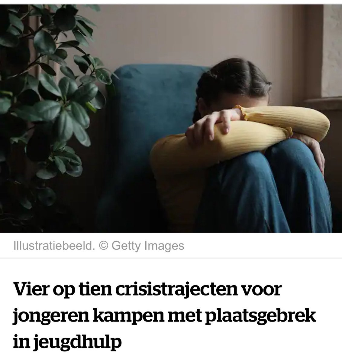 Dit voorjaar een recordaantal crisismeldingen in de jeugdhulp.

4 op 10 jongeren krijgt te horen dat er geen aanbod is. Dubbel zo veel als vorig jaar.

Een ongeziene crisis met een enorm menselijk leed. Wachten kan niet meer. Ik interpelleer minister Gennez dinsdag in commissie.
