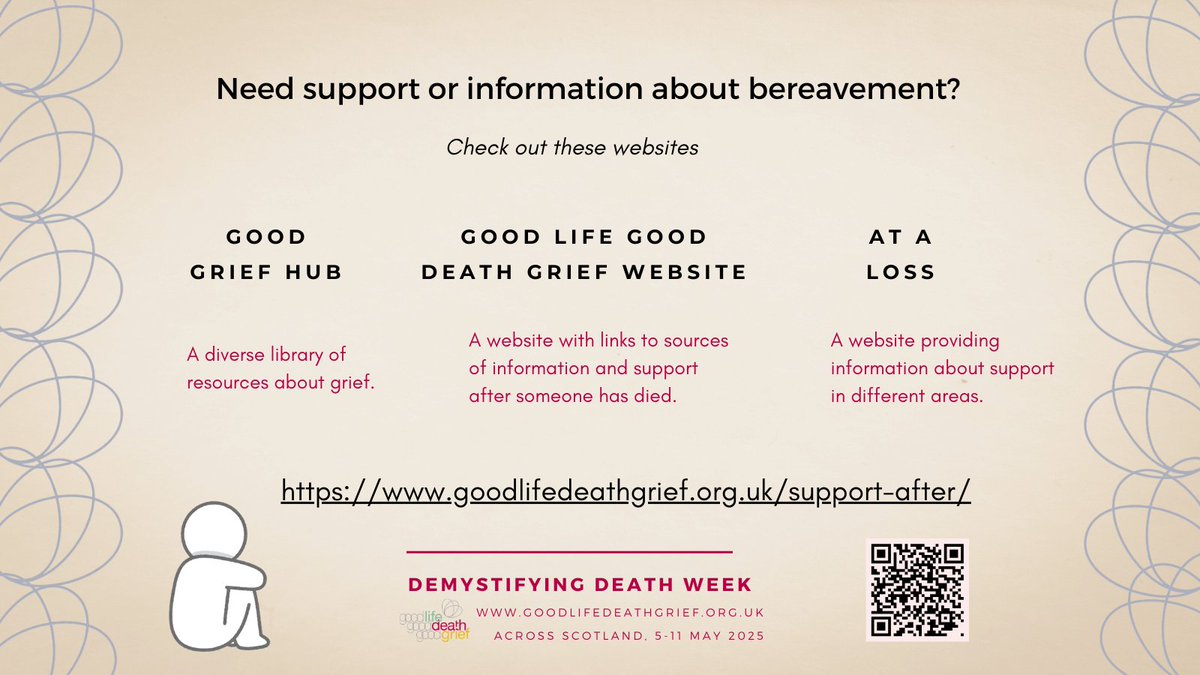LifeDeathGrief's tweet image. Some #demystifydeath week recommendations for information and support about bereavement.
More information available here: goodlifedeathgrief.org.uk/support-after/