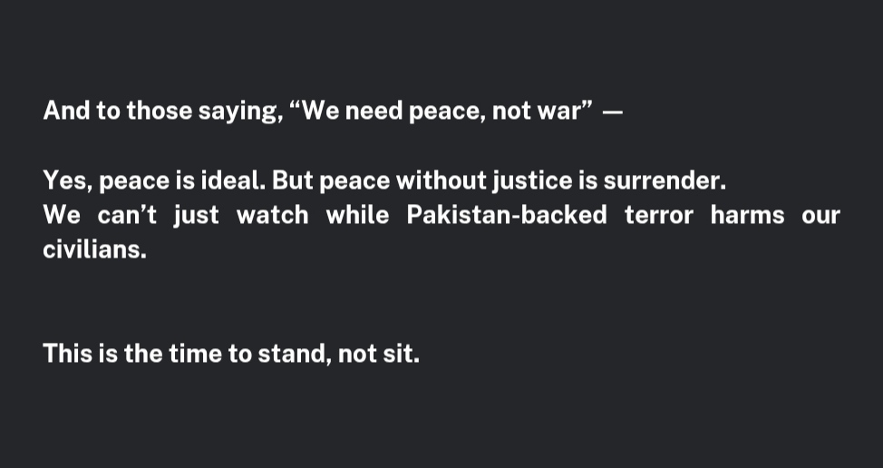 KhushiJ77741801's tweet photo. Let's support our forces, stand with our nation and remember -
Patriotism isn't seasonal, it's a responsibility.
@SpokespersonMoD @PTI_News
#OperationSindoor #IndianArmy #IndianAirForce #IndianNavy #PahalgamAttack #SupportOurForces #VoiceForIndia #JaiHind #NationFirst https://t.co/NMKXOG2lOB