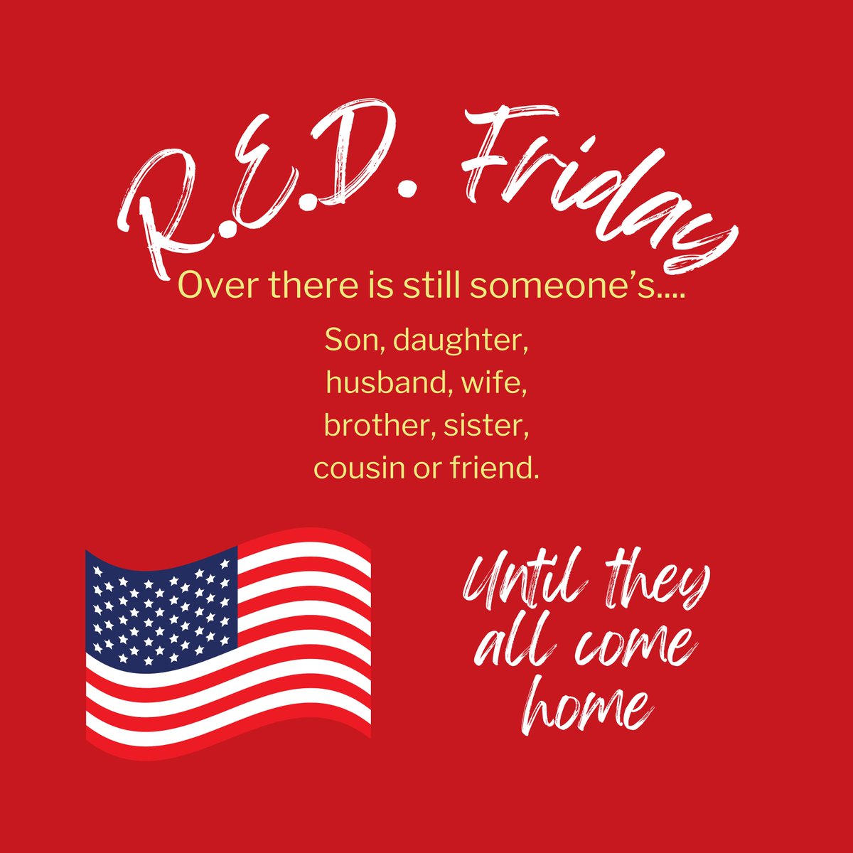 🇺🇸 REDFriday ✅VETERAN BUDDY-CHECKS✅RH 🇺🇸 Good morning, family. Remembering Everyone Deployed. So important to support those away from home. Let’s turn out in RED for them as we continue our buddy checks. I love all y’all! ❤️🤍💙
⭐️Veterans Lives Matter ⭐️ Support Our